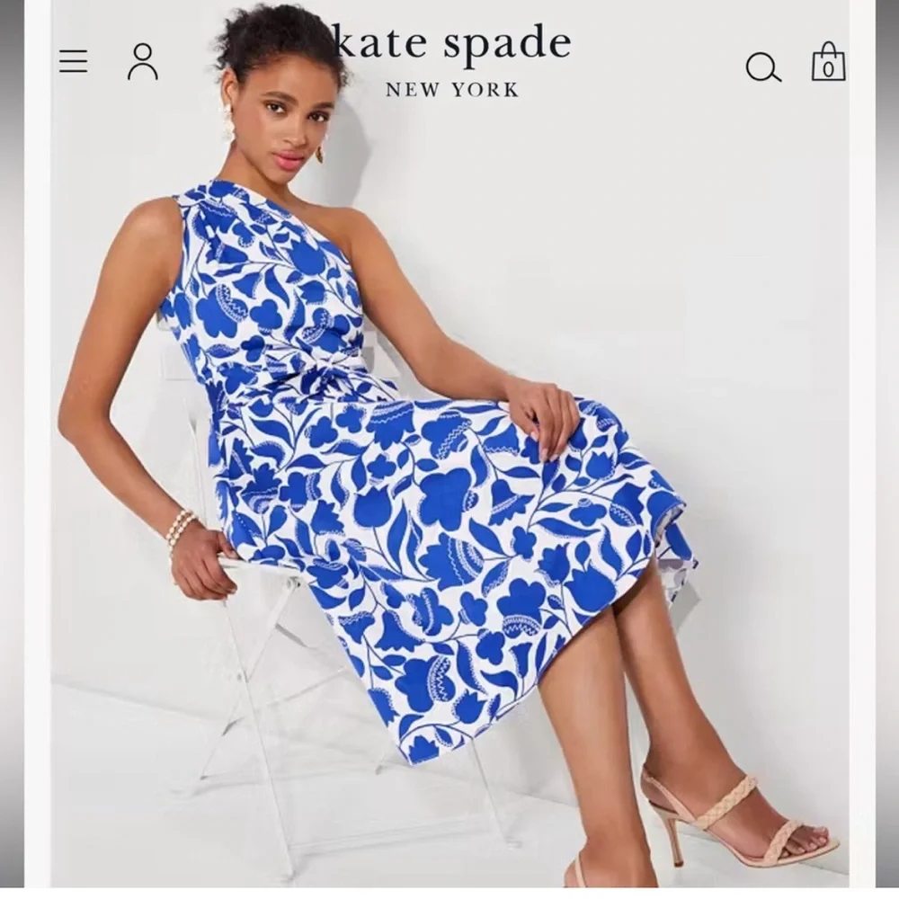 Kate Spade Blue and White One-Shoulder Dress (original receipt included) - Picture 2 of 4